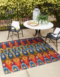 Multicolor 5' 3 x 5' 3 Outdoor Modern Square Area Rug Weather Resistant for Patio, Deck, Terrace, Balcony, Porch 100% Polypropylene Modern Outside Carpet for Sale at Rug Engine