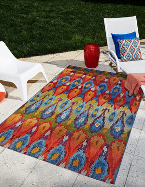 Multicolor 6' 1 x 9' Outdoor Modern Rectangle Area Rug Weather Resistant for Patio, Deck, Terrace, Balcony, Porch 100% Polypropylene Modern Outside Carpet for Sale at Rug Engine