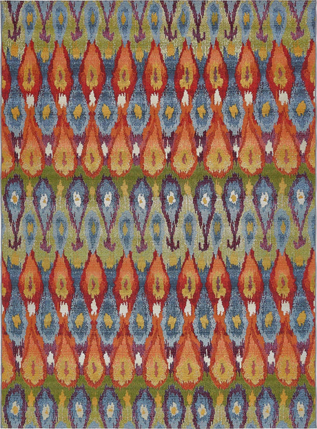 Multicolor 8' x 11' 4 Outdoor Modern Rectangle Rug