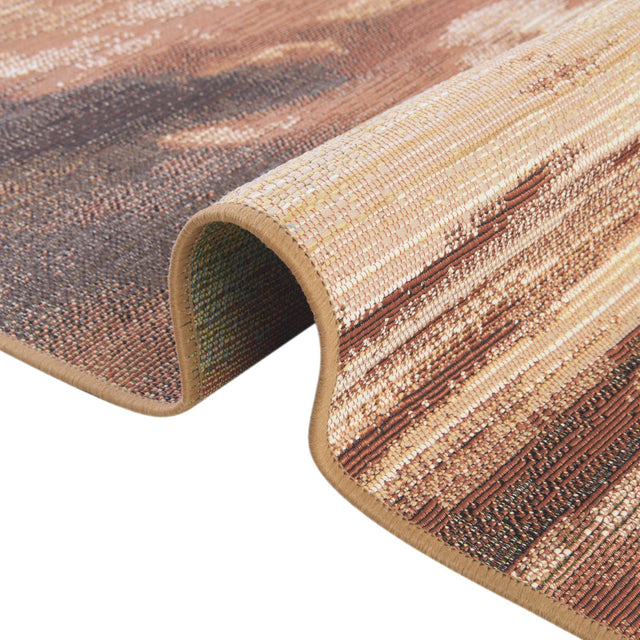 Brown 2' 7 x 5' 3 Outdoor Modern Runner Area Rug Weather Resistant for Patio, Deck, Terrace, Balcony, Porch 100% Polypropylene Modern Outside Carpet for Sale at Rug Engine