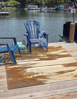 Brown 6' 1 x 6' 1 Outdoor Modern Square Rug