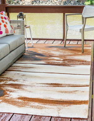 Brown 2' 2 x 3' 1 Outdoor Modern Rectangle Area Rug Weather Resistant for Patio, Deck, Terrace, Balcony, Porch 100% Polypropylene Modern Outside Carpet for Sale at Rug Engine
