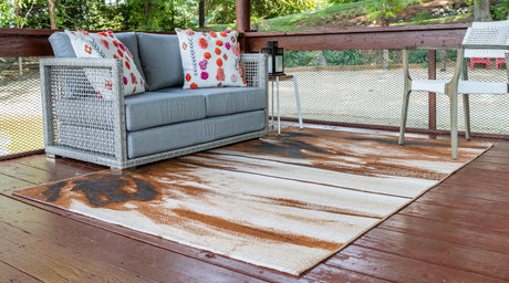 Brown 5' 3 x 8' Outdoor Modern Rectangle Rug