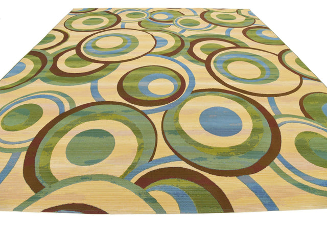 Beige 10' x 12' 2 Outdoor Modern Rectangle Rug
