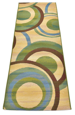 Beige 2' x 6' 1 Outdoor Modern Runner Rug