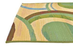 Beige 2' x 6' 1 Outdoor Modern Runner Rug