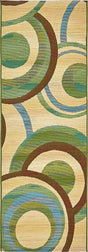 Beige 2' x 6' 1 Outdoor Modern Runner Rug