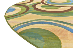 Beige 8' x 8' Outdoor Modern Round Rug