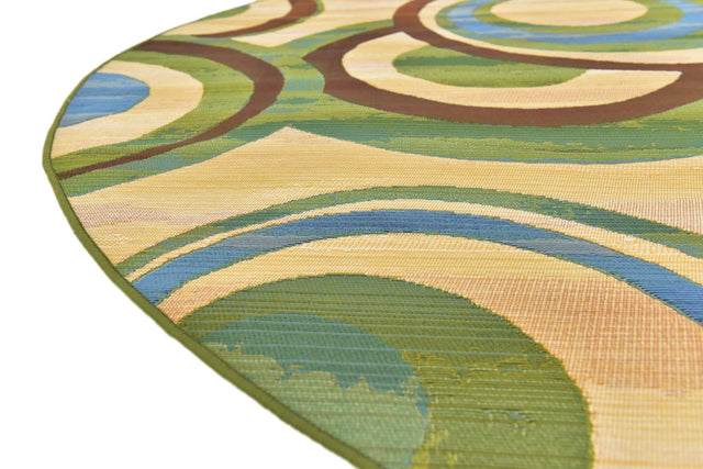 Beige 8' x 8' Outdoor Modern Round Rug