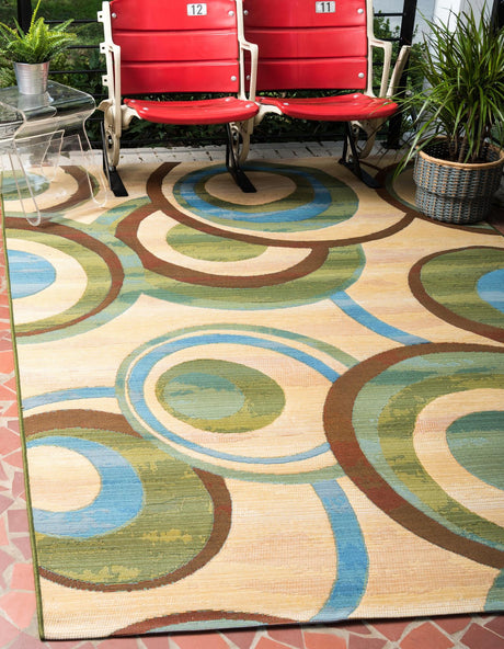 Beige 10' x 12' 2 Outdoor Modern Rectangle Rug