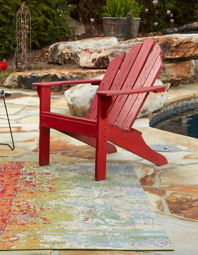 Multicolor 5' x 5' Outdoor Modern Square Area Rug Weather Resistant for Patio, Deck, Terrace, Balcony, Porch 100% Polypropylene Modern Outside Carpet for Sale at Rug Engine