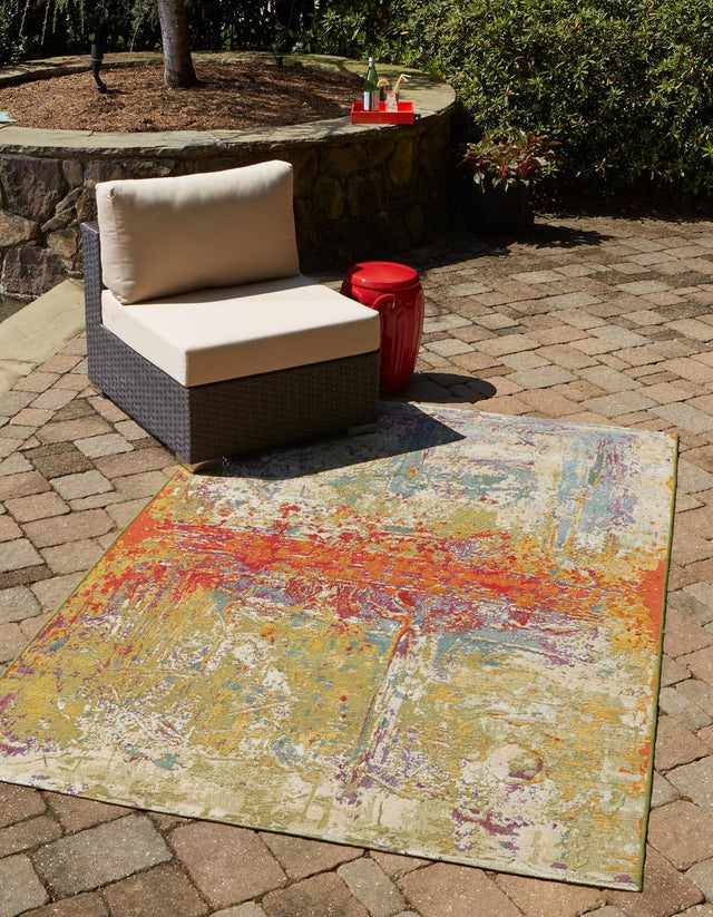 Multicolor 10' x 13' Outdoor Modern Rectangle Area Rug Weather Resistant for Patio, Deck, Terrace, Balcony, Porch 100% Polypropylene Modern Outside Carpet for Sale at Rug Engine