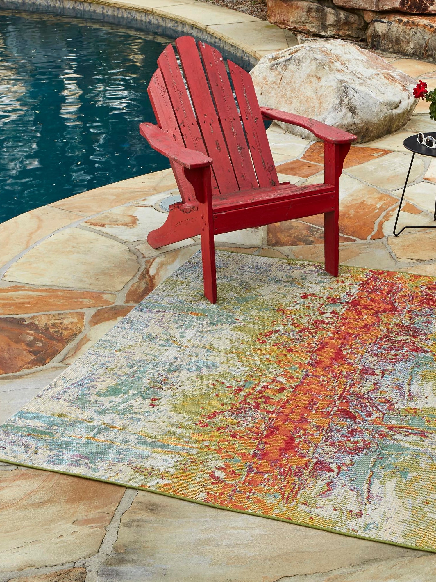 Multicolor 6' x 9' Outdoor Modern Rectangle Area Rug Weather Resistant for Patio, Deck, Terrace, Balcony, Porch 100% Polypropylene Modern Outside Carpet for Sale at Rug Engine