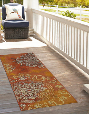 Brown 2' x 6' 1 Outdoor Modern Runner Area Rug Weather Resistant for Patio, Deck, Terrace, Balcony, Porch 100% Polypropylene Modern Outside Carpet for Sale at Rug Engine
