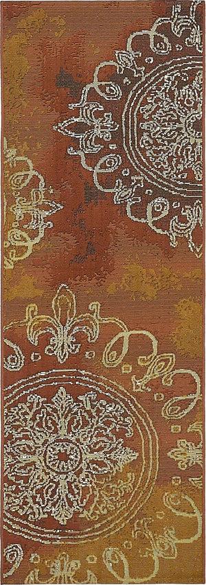 Brown 2' x 6' 1 Outdoor Modern Runner Area Rug Weather Resistant for Patio, Deck, Terrace, Balcony, Porch 100% Polypropylene Modern Outside Carpet for Sale at Rug Engine