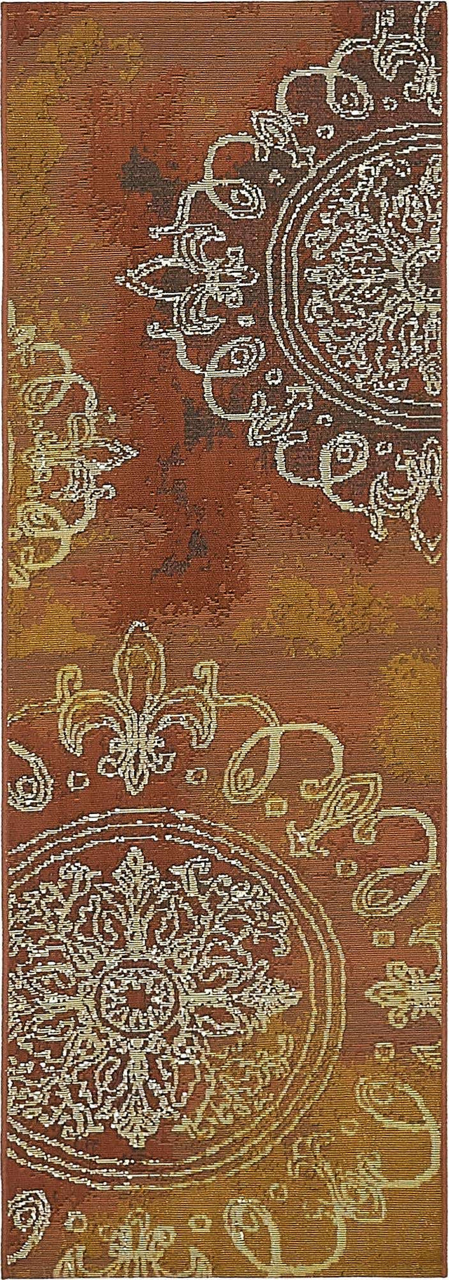 Brown 2' x 6' 1 Outdoor Modern Runner Area Rug Weather Resistant for Patio, Deck, Terrace, Balcony, Porch 100% Polypropylene Modern Outside Carpet for Sale at Rug Engine
