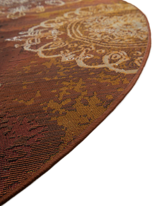 Rust Red 8' x 8' Outdoor Modern Round Area Rug Weather Resistant for Patio, Deck, Terrace, Balcony, Porch 100% Polypropylene Modern Outside Carpet for Sale at Rug Engine