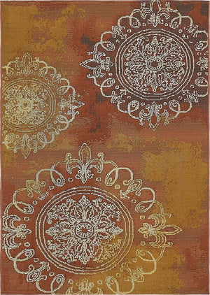 Rust Red 4' 1 x 6' 1 Outdoor Modern Rectangle Area Rug Weather Resistant for Patio, Deck, Terrace, Balcony, Porch 100% Polypropylene Modern Outside Carpet for Sale at Rug Engine