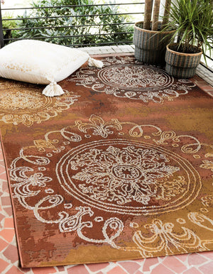 Rust Red 8' x 11' 4 Outdoor Modern Rectangle Area Rug Weather Resistant for Patio, Deck, Terrace, Balcony, Porch 100% Polypropylene Modern Outside Carpet for Sale at Rug Engine