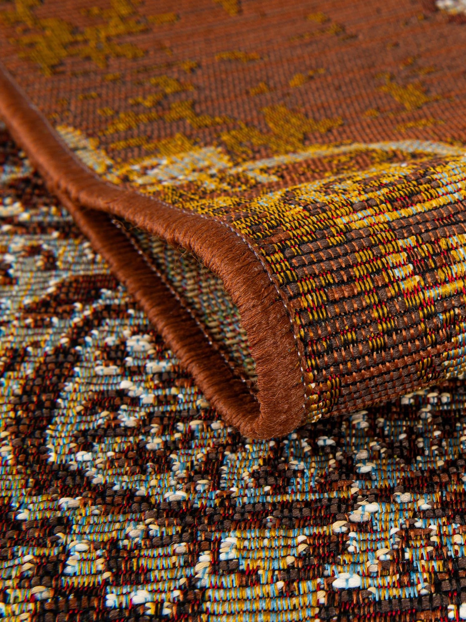 Rust Red 4' 1 x 6' 1 Outdoor Modern Rectangle Area Rug Weather Resistant for Patio, Deck, Terrace, Balcony, Porch 100% Polypropylene Modern Outside Carpet for Sale at Rug Engine