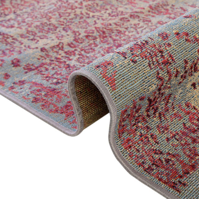 Light Blue 2' 7 x 5' 3 Outdoor Botanical Runner Area Rug Weather Resistant for Patio, Deck, Terrace, Balcony, Porch Polypropylene Garden Floral Tropical Carpet for Sale at Rug Engine