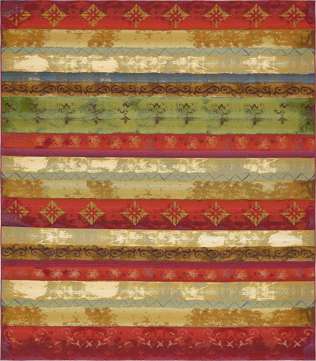 Multicolor 10' x 12' 2 Outdoor Modern Rectangle Area Rug Weather Resistant for Patio, Deck, Terrace, Balcony, Porch 100% Polypropylene Modern Outside Carpet for Sale at Rug Engine