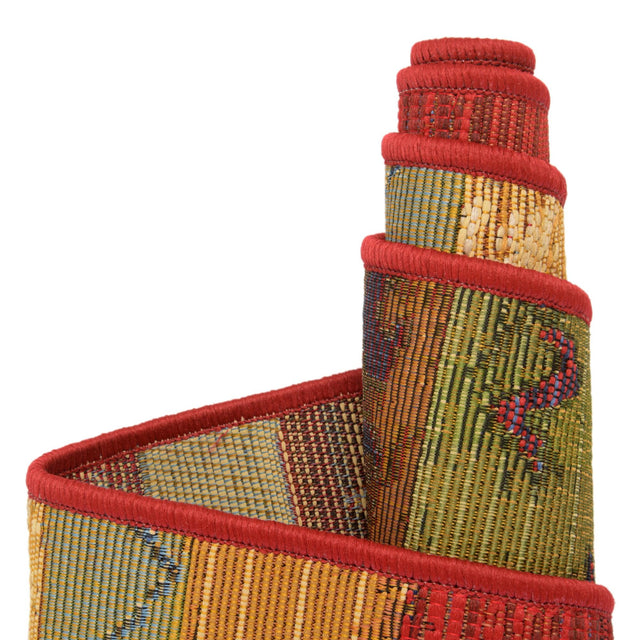 Multicolor 2' 7 x 9' Outdoor Modern Runner Area Rug Weather Resistant for Patio, Deck, Terrace, Balcony, Porch 100% Polypropylene Modern Outside Carpet for Sale at Rug Engine