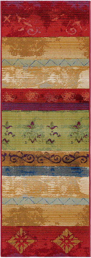 Multicolor 2' x 6' Outdoor Modern Runner Area Rug Weather Resistant for Patio, Deck, Terrace, Balcony, Porch 100% Polypropylene Modern Outside Carpet for Sale at Rug Engine