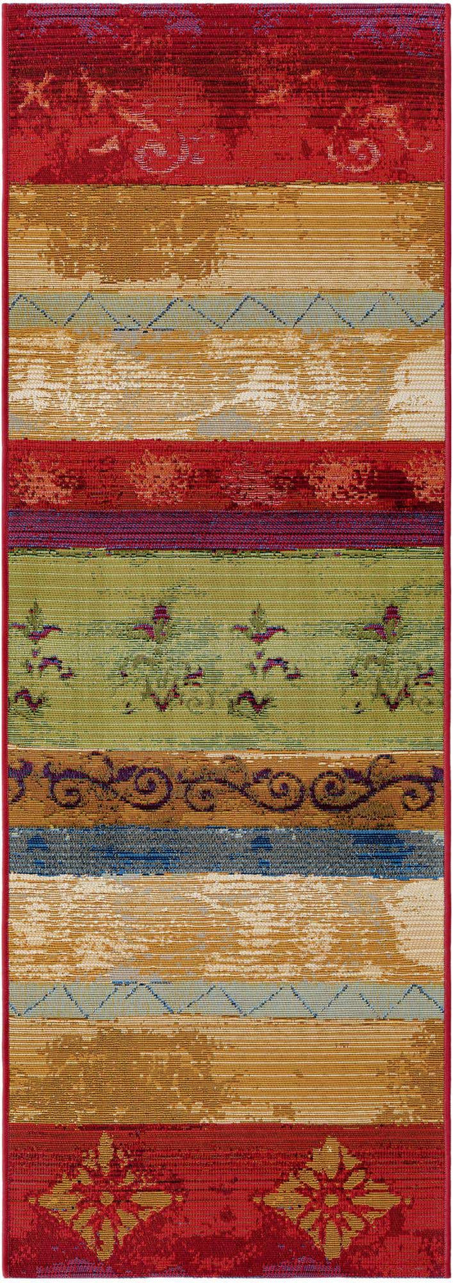 Multicolor 2' x 6' Outdoor Modern Runner Area Rug Weather Resistant for Patio, Deck, Terrace, Balcony, Porch 100% Polypropylene Modern Outside Carpet for Sale at Rug Engine