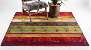 Multicolor 5' 3 x 5' 3 Outdoor Modern Square Area Rug Weather Resistant for Patio, Deck, Terrace, Balcony, Porch 100% Polypropylene Modern Outside Carpet for Sale at Rug Engine