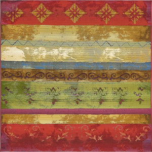 Multicolor 6' 1 x 6' 1 Outdoor Modern Square Area Rug Weather Resistant for Patio, Deck, Terrace, Balcony, Porch 100% Polypropylene Modern Outside Carpet for Sale at Rug Engine