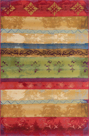Multicolor 5' 3 x 8' Outdoor Modern Rectangle Area Rug Weather Resistant for Patio, Deck, Terrace, Balcony, Porch 100% Polypropylene Modern Outside Carpet for Sale at Rug Engine