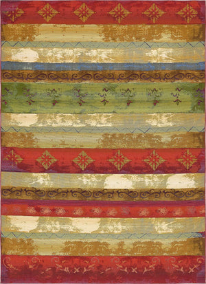 Multicolor 8' x 11' 4 Outdoor Modern Rectangle Area Rug Weather Resistant for Patio, Deck, Terrace, Balcony, Porch 100% Polypropylene Modern Outside Carpet for Sale at Rug Engine