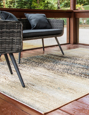 Beige 10' x 12' 2 Outdoor Botanical Rectangle Area Rug Weather Resistant for Patio, Deck, Terrace, Balcony, Porch Polypropylene Garden Floral Tropical Carpet for Sale at Rug Engine