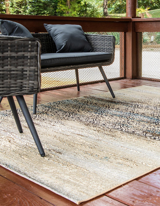Beige 10' x 12' 2 Outdoor Botanical Rectangle Area Rug Weather Resistant for Patio, Deck, Terrace, Balcony, Porch Polypropylene Garden Floral Tropical Carpet for Sale at Rug Engine