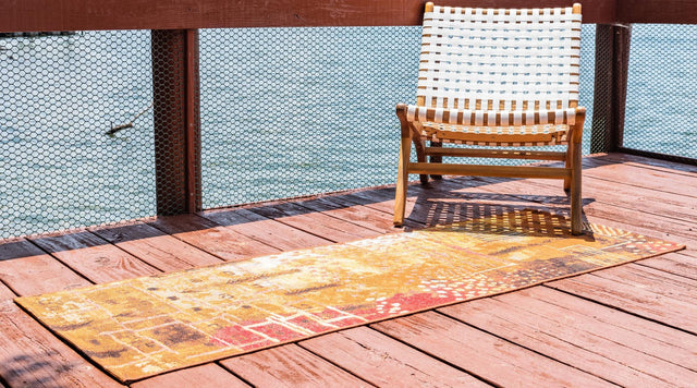 Multicolor 2' 7 x 9' Outdoor Modern Runner Area Rug Weather Resistant for Patio, Deck, Terrace, Balcony, Porch 100% Polypropylene Modern Outside Carpet for Sale at Rug Engine