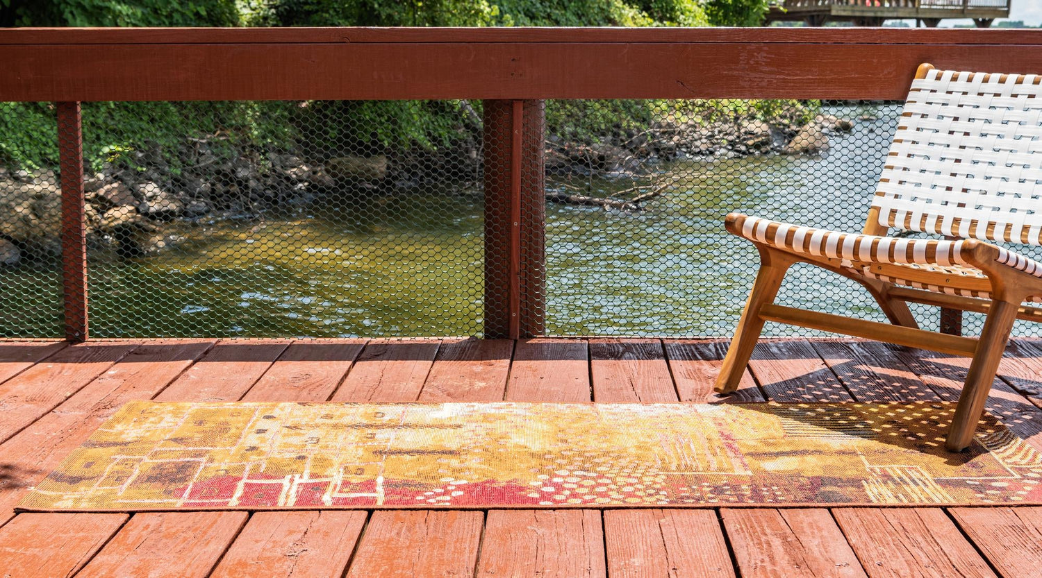 Multicolor 2' x 3' 11 Outdoor Modern Runner Area Rug Weather Resistant for Patio, Deck, Terrace, Balcony, Porch 100% Polypropylene Modern Outside Carpet for Sale at Rug Engine