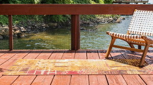 Multicolor 2' 7 x 11' Outdoor Modern Runner Area Rug Weather Resistant for Patio, Deck, Terrace, Balcony, Porch 100% Polypropylene Modern Outside Carpet for Sale at Rug Engine