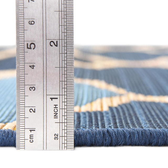 Blue 2' 7 x 5' 3 Outdoor Trellis Runner Area Rug Weather Resistant for Patio, Deck, Terrace, Balcony, Porch Geometric Design Water Safe Outside Carpet for Sale at Rug Engine