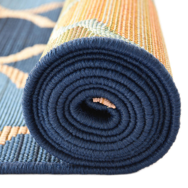 Blue 2' 7 x 5' 3 Outdoor Trellis Runner Area Rug Weather Resistant for Patio, Deck, Terrace, Balcony, Porch Geometric Design Water Safe Outside Carpet for Sale at Rug Engine