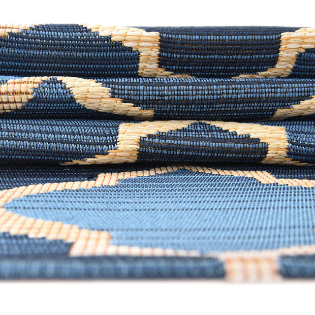 Blue 2' 7 x 5' 3 Outdoor Trellis Runner Area Rug Weather Resistant for Patio, Deck, Terrace, Balcony, Porch Geometric Design Water Safe Outside Carpet for Sale at Rug Engine