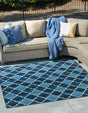 Blue 6' 1 x 6' 1 Outdoor Trellis Square Area Rug Weather Resistant for Patio, Deck, Terrace, Balcony, Porch Geometric Design Water Safe Outside Carpet for Sale at Rug Engine