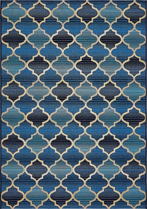 Blue 4' 1 x 6' 1 Outdoor Trellis Rectangle Area Rug Weather Resistant for Patio, Deck, Terrace, Balcony, Porch Geometric Design Water Safe Outside Carpet for Sale at Rug Engine