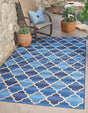 Blue 4' 1 x 6' 1 Outdoor Trellis Rectangle Area Rug Weather Resistant for Patio, Deck, Terrace, Balcony, Porch Geometric Design Water Safe Outside Carpet for Sale at Rug Engine