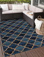 Blue 5' 3 x 8' Outdoor Trellis Rectangle Area Rug Weather Resistant for Patio, Deck, Terrace, Balcony, Porch Geometric Design Water Safe Outside Carpet for Sale at Rug Engine