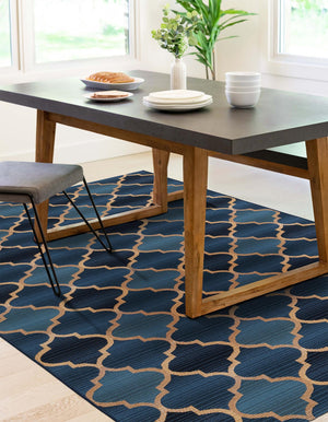 Blue 5' 3 x 8' Outdoor Trellis Rectangle Area Rug Weather Resistant for Patio, Deck, Terrace, Balcony, Porch Geometric Design Water Safe Outside Carpet for Sale at Rug Engine