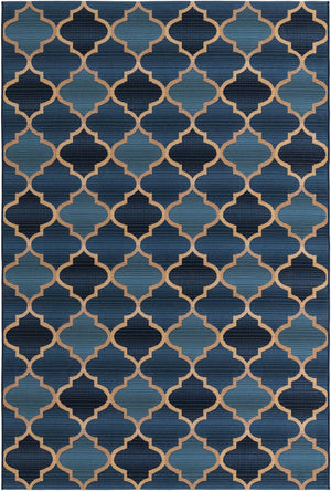Blue 5' 3 x 8' Outdoor Trellis Rectangle Area Rug Weather Resistant for Patio, Deck, Terrace, Balcony, Porch Geometric Design Water Safe Outside Carpet for Sale at Rug Engine