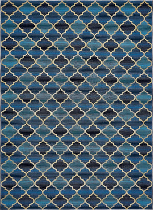 Blue 8' x 11' 4 Outdoor Trellis Rectangle Area Rug Weather Resistant for Patio, Deck, Terrace, Balcony, Porch Geometric Design Water Safe Outside Carpet for Sale at Rug Engine