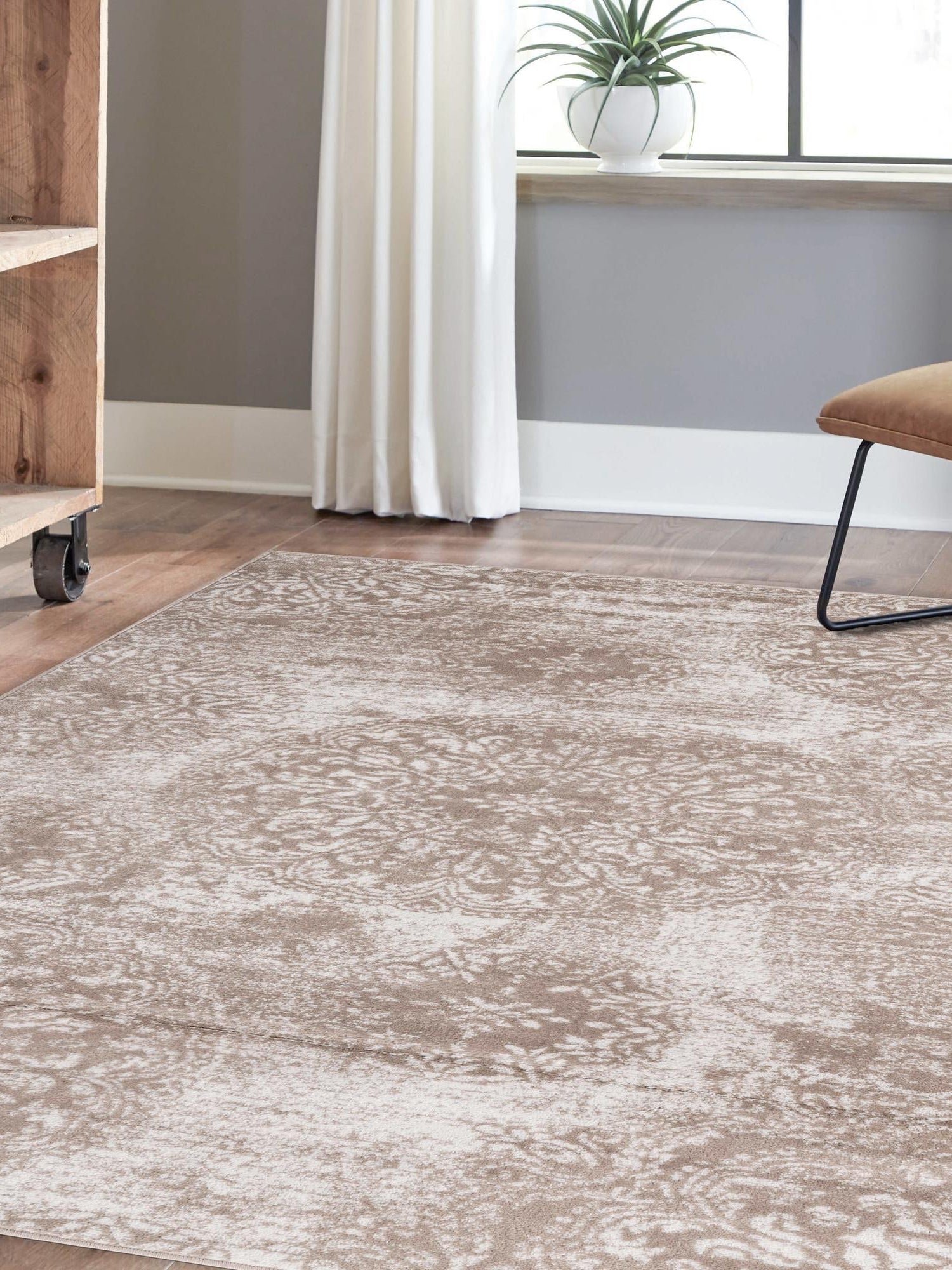 Beige 7' 1 x 10' Sofia Rectangle Area Rug Durable Easy Clean Stain Resistant Unique Carpet for Affordable Interior Home Design for Sale at Rug Engine