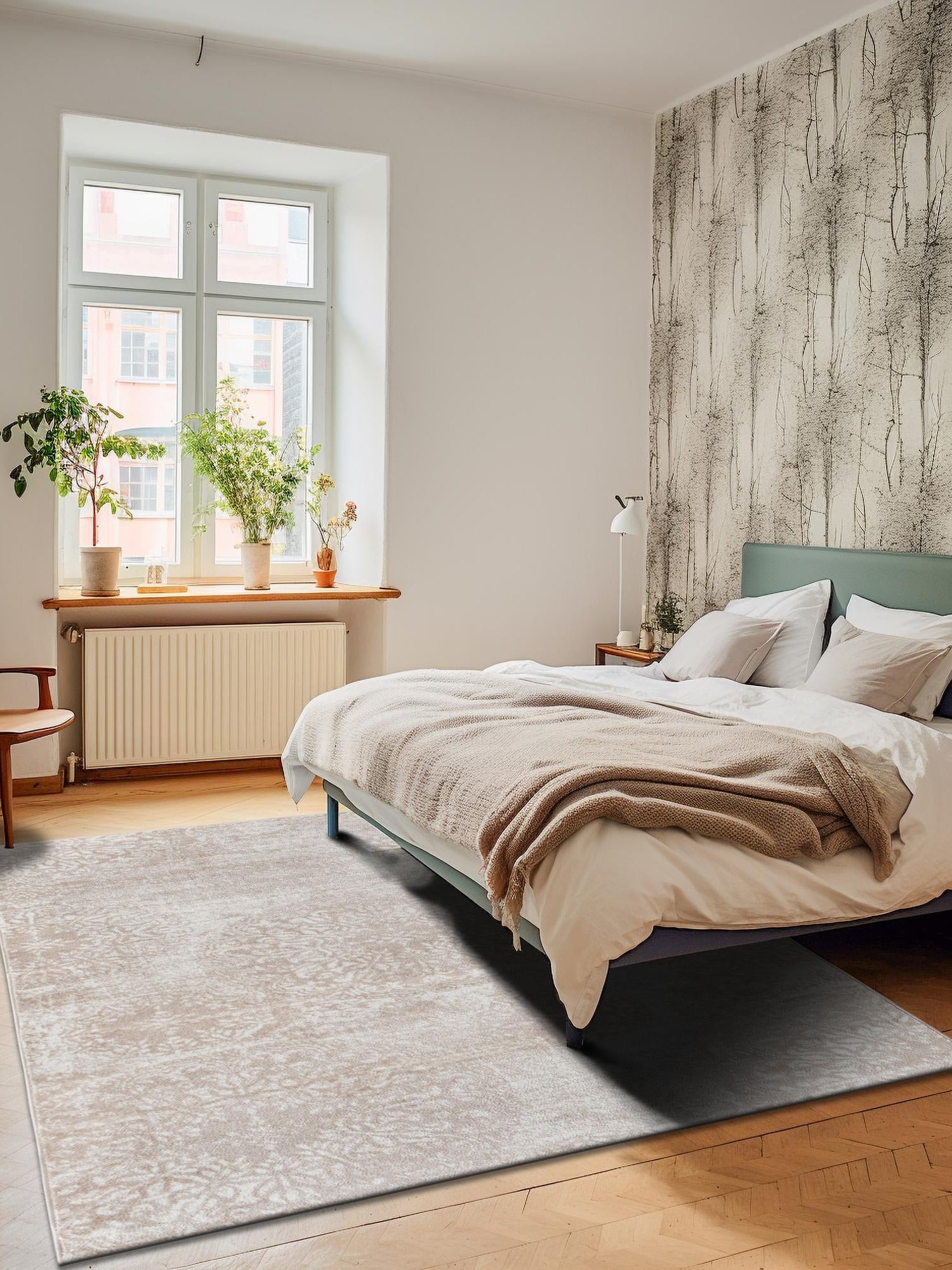 Beige 7' 1 x 10' Sofia Rectangle Area Rug Durable Easy Clean Stain Resistant Unique Carpet for Affordable Interior Home Design for Sale at Rug Engine